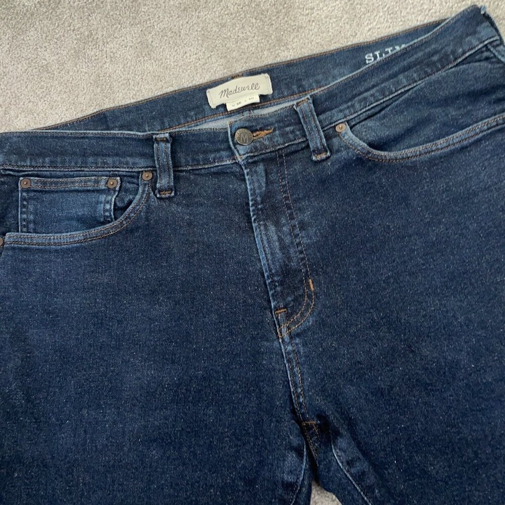 Madewell Slim Jeans Mens Size 36 (Actual 38x30) Stretch Dark Wash Denim EUC $128